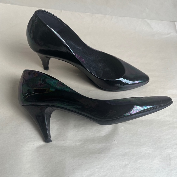 Pedro Garcia Black/Multicolor/Green Pointed Toe Patents Leather Heels Pumps 8.5 - Picture 10 of 14